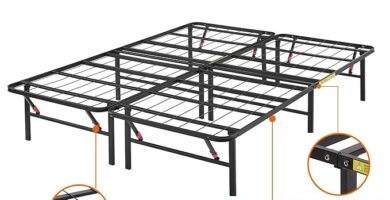 Foldable Metal Platform Bed Frame with Under-Bed Storage, Amazon Basics